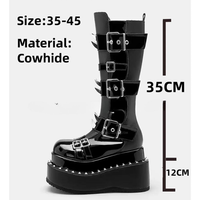 Funki Buys | Boots | Women's Gothic Buckle Strap Leather Boots