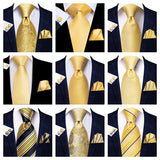 Funki Buys | Neckties | Men's Classic 3 Pcs Yellow Gold Tie Set