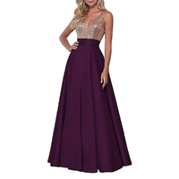 Funki Buys | Dresses | Women's Satin Sequin Evening Dress