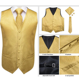 Funki Buys | Vests | Men's 4 Pcs Luxury Gold Vest Tie Set
