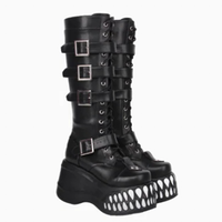 Funki Findz | Boots | Women's Gothic Punk Teeth Wedge Boots