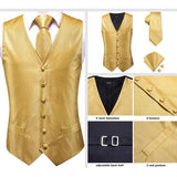 Funki Buys | Vests | Men's 4 Pcs Formal Gold Vest Tie Set