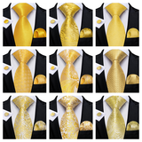 Funki Buys | Neckties | Men's Classic 3 Pcs Yellow Paisley Tie Set