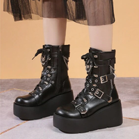 Funki Buys | Boots | Women's Gothic Punk Platform Wedges | Cosplay