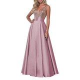 Funki Buys | Dresses | Women's Satin Sequin Evening Dress