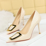 Funki Buys | Shoes | Women's Metal Buckle Pointed Toe Pumps