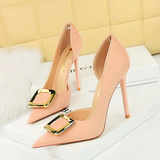 Funki Buys | Shoes | Women's Square Buckle Cut Out Pumps