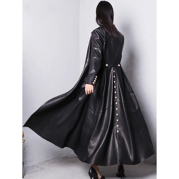 Funki Buys | Jackets | Women's Long Faux Leather Swing Coat