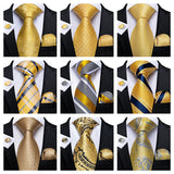 Funki Buys | Neckties | Men's Classic 3 Pcs Gold Floral Tie Set