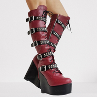 Funki Buys | Boots | Women's Knee High Boots | Gothic Platform Wedges