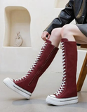 Funki Buys | Boots | Women's Knee High Platform Canvas Boots