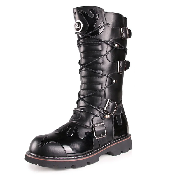 Funki Buys | Boots | Men's Knee-High Combat Motorcycle Boots