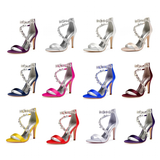 Funki Buys | Shoes | Women's Satin Crystal High Stilettos | Prom Bride