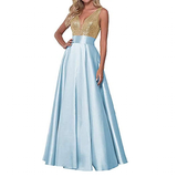 Funki Buys | Dresses | Women's Satin Sequin Evening Dress