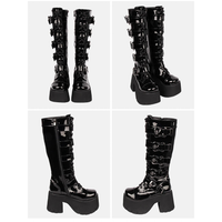 Funki Buys | Boots | Women's Harajuku Wide Buckle Boots