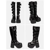 Funki Buys | Boots | Women's Harajuku Wide Buckle Boots