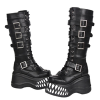 Funki Findz | Boots | Women's Gothic Punk Teeth Wedge Boots