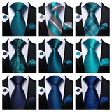 Funki Buys | Neckties | Men's Formal 3pcs Silk Teal Tie Set