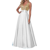 Funki Buys | Dresses | Women's Satin Sequin Evening Dress