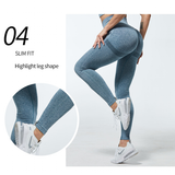 Women's High Waist Soft Smile Yoga Pants - Blue - Fitness Leggings - XXL - Polyester Spandex - image 33