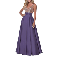 Funki Buys | Dresses | Women's Satin Sequin Evening Dress