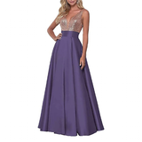 Funki Buys | Dresses | Women's Satin Sequin Evening Dress