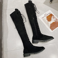 Funki Buys | Boots | Women's Over Knee Lace Up Boots | Low Heel