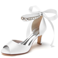 Funki Buys | Shoes | Women's Satin Ribbon Low Heel Wedding Shoes