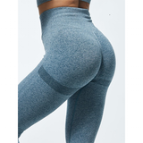 Women's High Waist Soft Smile Yoga Pants - Blue - Fitness Leggings - XXL - Polyester Spandex - image 29