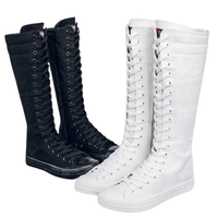 Funki Buys | Boots | Women's Canvas Knee High Lace Up Boots