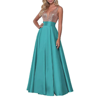 Funki Buys | Dresses | Women's Satin Sequin Evening Dress