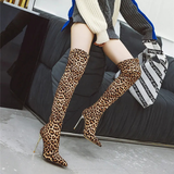 Funki Buys | Boots | Women's Cloth Leopard Print Stiletto Boots