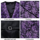Funki Buys | Vests | Men's 4 Pcs Luxury Royal Purple Tie Vest Set
