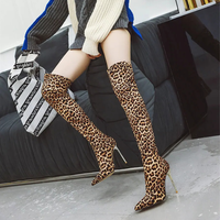 Funki Buys | Boots | Women's Cloth Leopard Print Stiletto Boots