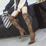 Funki Buys | Boots | Women's Cloth Leopard Print Stiletto Boots