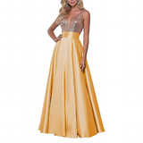 Funki Buys | Dresses | Women's Satin Sequin Evening Dress