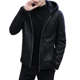 Funki Buys | Jackets | Men's Hooded Winter Faux Leather Jacket