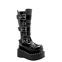Funki Buys | Boots | Women's Gothic Buckle Strap Leather Boots
