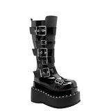 Funki Buys | Boots | Women's Gothic Buckle Strap Leather Boots