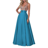 Funki Buys | Dresses | Women's Satin Sequin Evening Dress