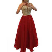 Funki Buys | Dresses | Women's Chiffon Beaded Lace Long Prom Dress