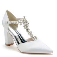 Funki Buys | Shoes | Women's Satin Crystal T-Strap Bridal Shoes