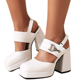 Funki Buys | Shoes | Women's Shiny Buckle Platform Mary Janes | Heels