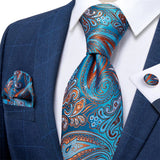Funki Buys | Neckties | Men's Stylish 3 Pcs Blue Floral Tie Set