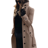 Funki Buys | Jackets | Women's Wool Blend Stand Collar Coat