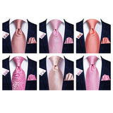 Funki Buys | Neckties | Men's 3 Pcs Stylish Pink Silk Tie Sets