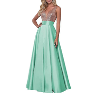 Funki Buys | Dresses | Women's Satin Sequin Evening Dress