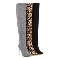 Funki Buys | Boots | Women's Cloth Leopard Print Stiletto Boots