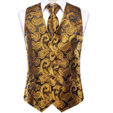 Funki Buys | Vests | Men's 4 Pcs Premiem Gold Tie Vest Set