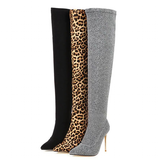 Funki Buys | Boots | Women's Cloth Leopard Print Stiletto Boots